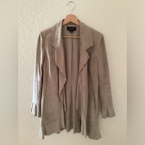 St John Taupe Tan Suede 3/4 Jacket Lightweight